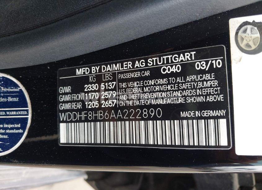 Photo 9 of 2010 Mercedes-benz E 350 4MATIC (VIN WDDHF8HB6AA222890)
