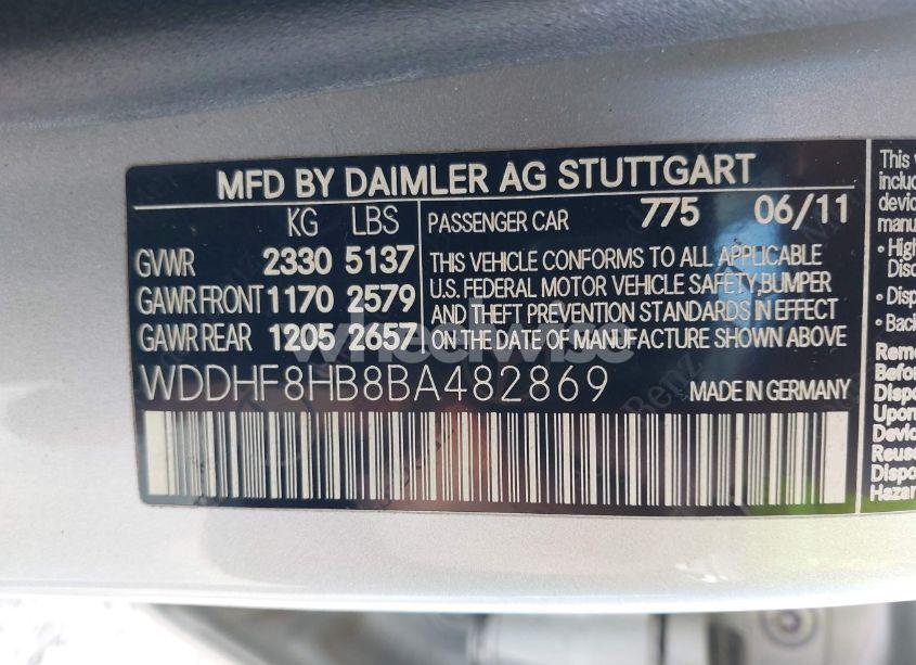 Photo 9 of 2011 Mercedes-benz E 350 4MATIC (VIN WDDHF8HB8BA482869)