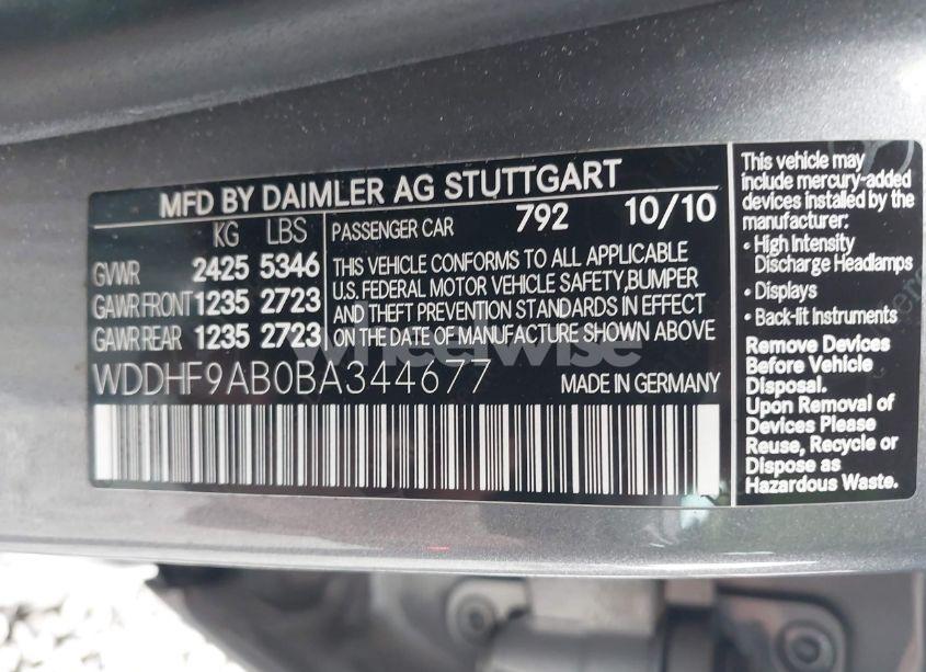 Photo 9 of 2011 Mercedes-benz E 550 4MATIC (VIN WDDHF9AB0BA344677)