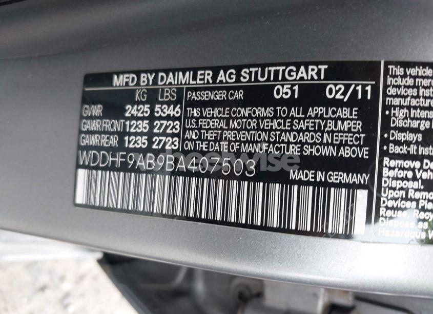 Photo 9 of 2011 Mercedes-benz E 550 4MATIC (VIN WDDHF9AB9BA407503)