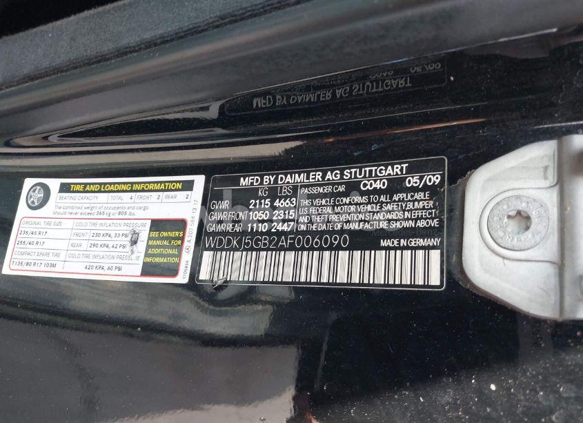 Photo 9 of 2010 Mercedes-benz E 350 (VIN WDDKJ5GB2AF006090)