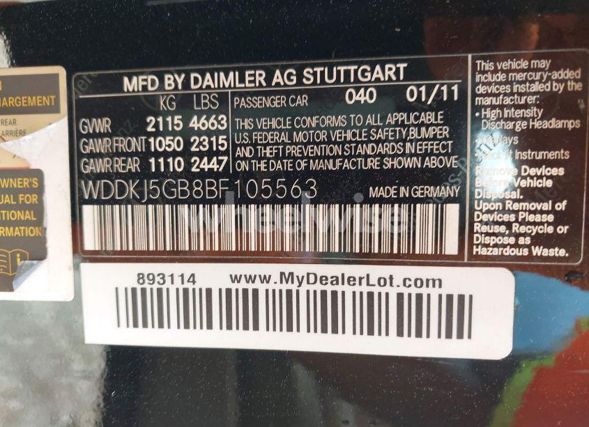 Photo 9 of 2011 Mercedes-benz E 350 (VIN WDDKJ5GB8BF105563)