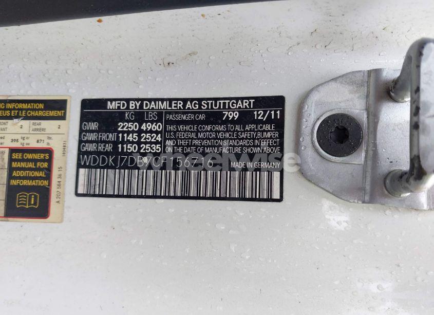 Photo 9 of 2012 Mercedes-benz E 550 (VIN WDDKJ7DB7CF156716)
