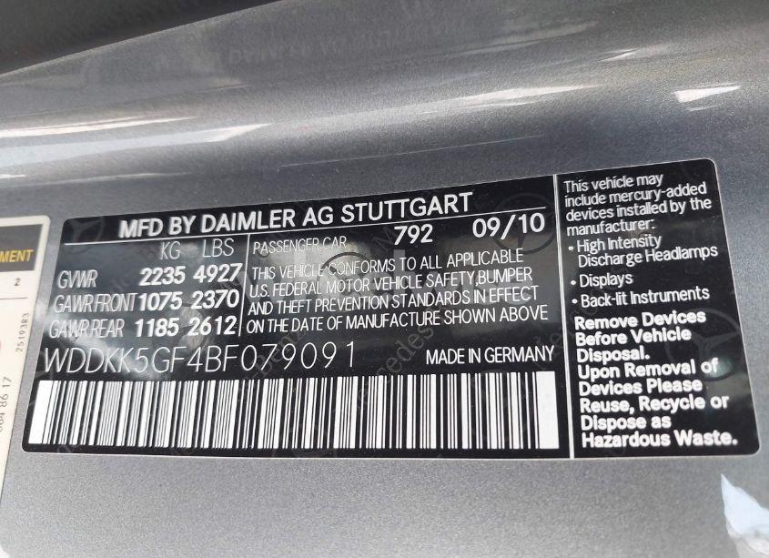 Photo 9 of 2011 Mercedes-benz E 350 (VIN WDDKK5GF4BF079091)