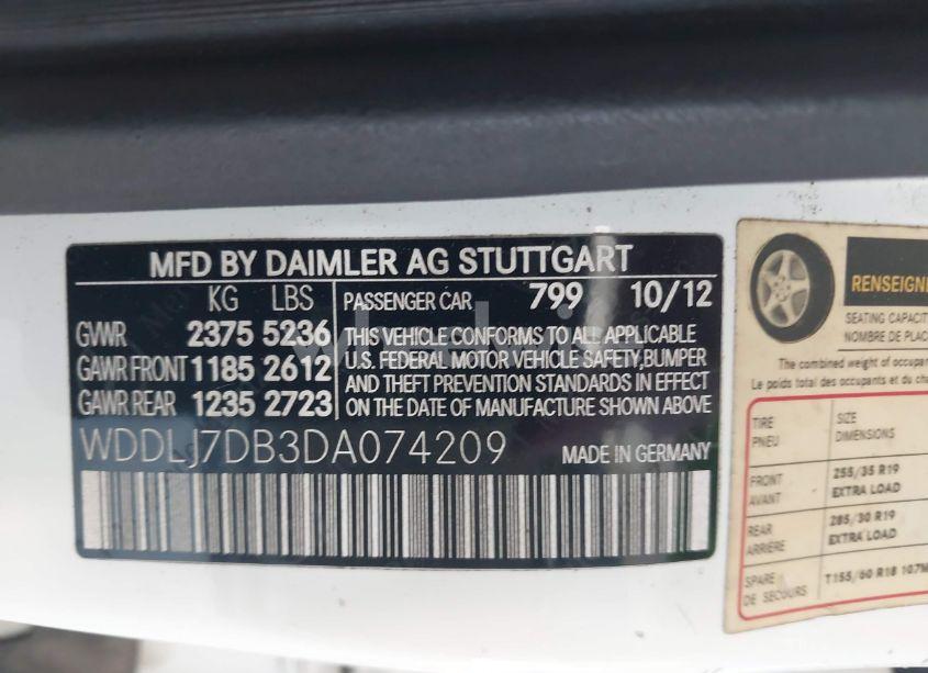 Photo 9 of 2013 Mercedes-benz Cls 550 (VIN WDDLJ7DB3DA074209)