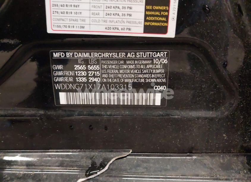 Photo 9 of 2007 Mercedes-benz S 550 (VIN WDDNG71X17A103315)