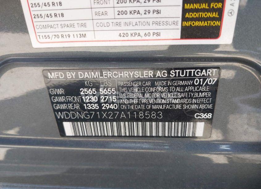 Photo 9 of 2007 Mercedes-benz S 550 (VIN WDDNG71X27A118583)