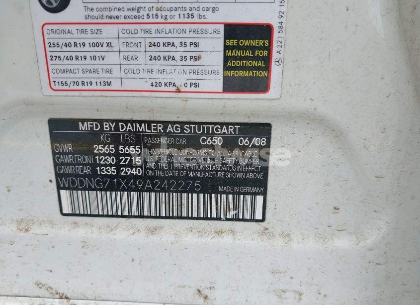 Photo 9 of 2009 Mercedes-benz S 550 (VIN WDDNG71X49A242275)