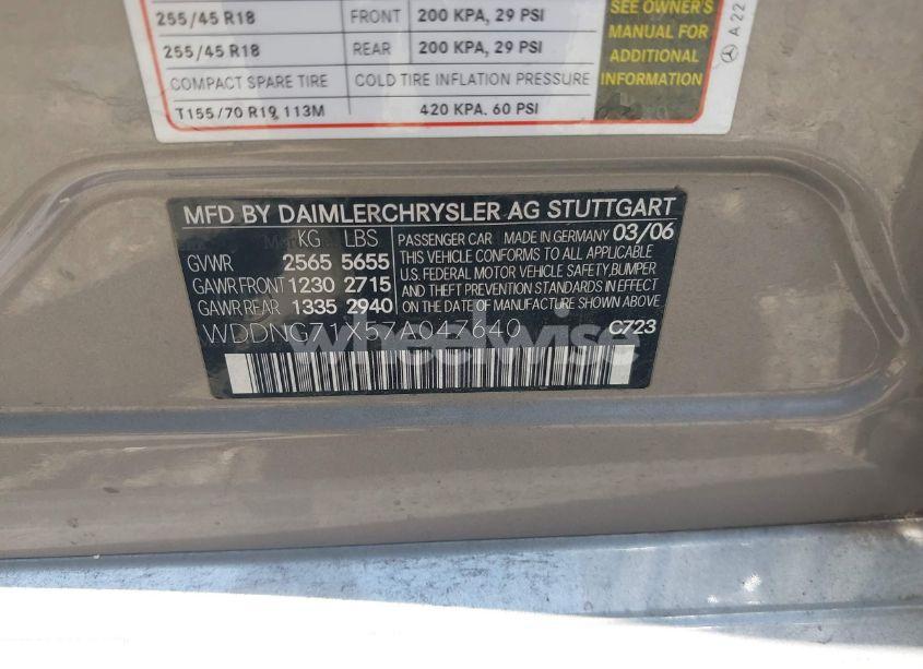 Photo 9 of 2007 Mercedes-benz S 550 (VIN WDDNG71X57A047640)