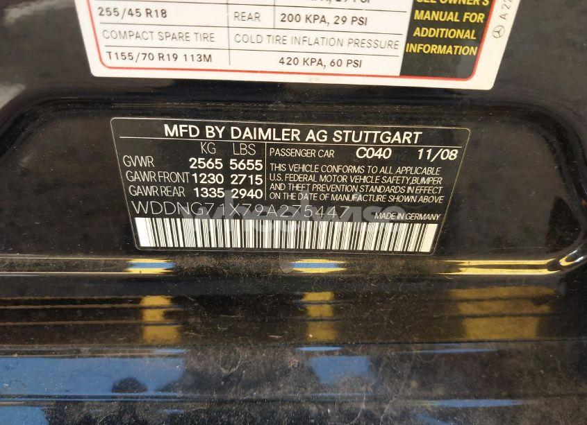 Photo 9 of 2009 Mercedes-benz S 550 (VIN WDDNG71X79A275447)