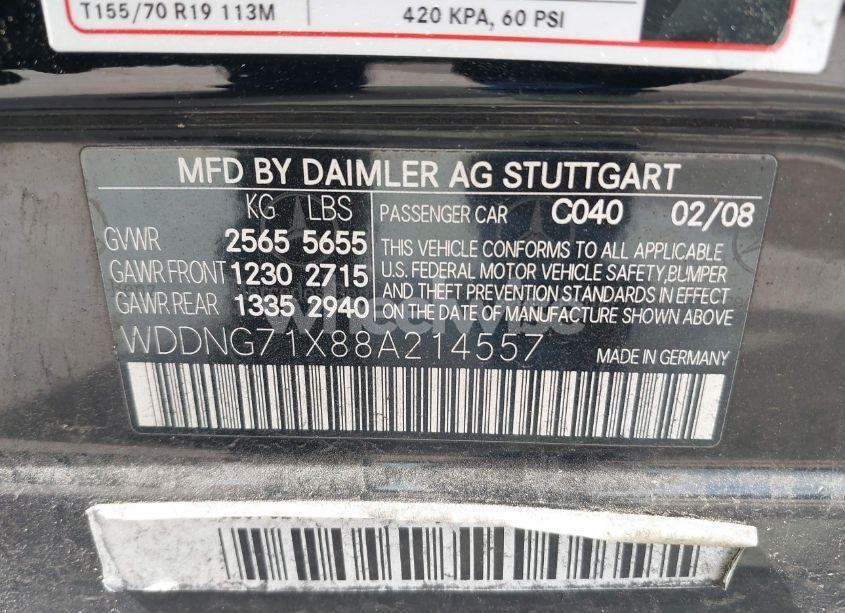 Photo 9 of 2008 Mercedes-benz S 550 (VIN WDDNG71X88A214557)