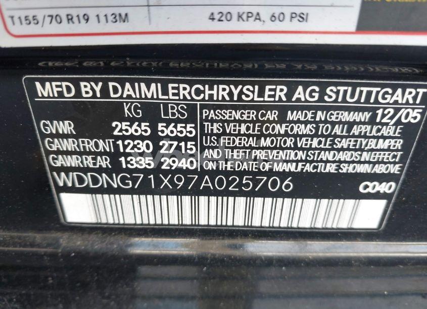 Photo 9 of 2007 Mercedes-benz S 550 (VIN WDDNG71X97A025706)