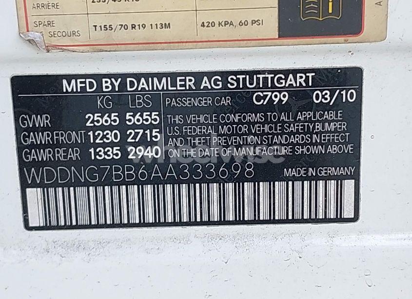 Photo 9 of 2010 Mercedes-benz S 550 (VIN WDDNG7BB6AA333698)