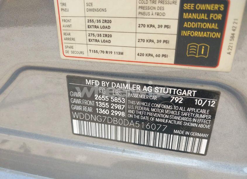 Photo 9 of 2013 Mercedes-benz S 550 (VIN WDDNG7DB0DA516077)