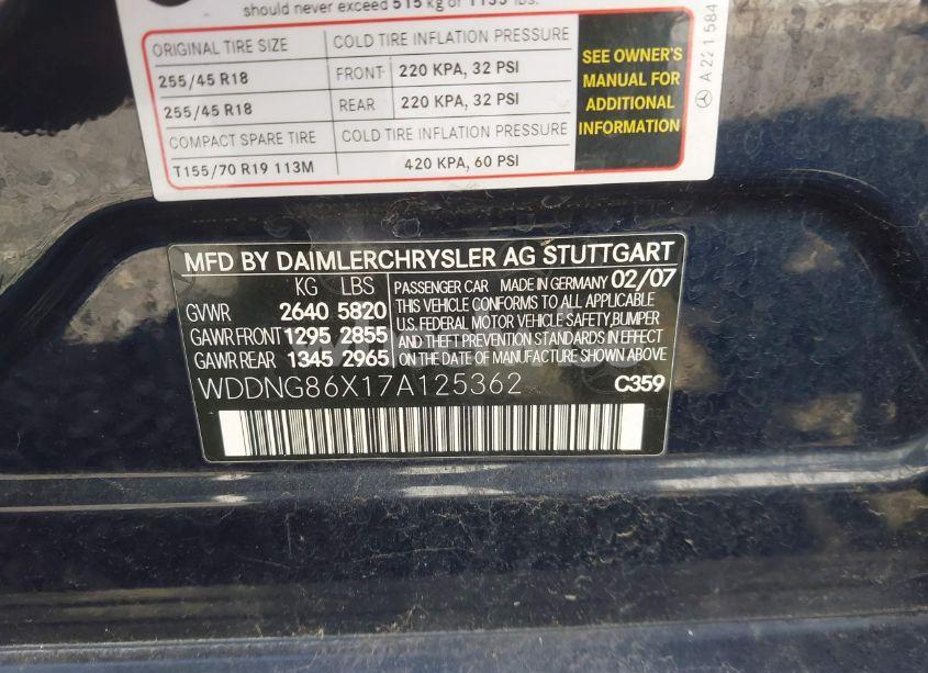 Photo 9 of 2007 Mercedes-benz S 550 4MATIC (VIN WDDNG86X17A125362)