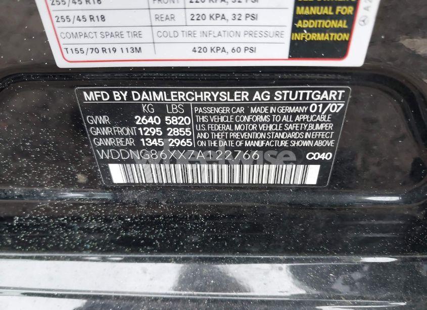 Photo 9 of 2007 Mercedes-benz S 550 4MATIC (VIN WDDNG86XX7A122766)