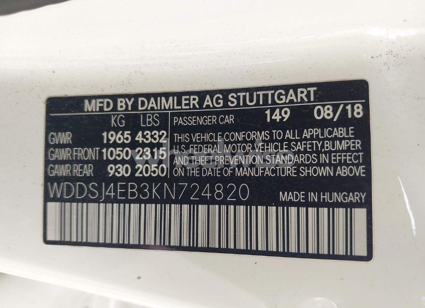 Photo 9 of 2019 Mercedes-benz Cla 250 (VIN WDDSJ4EB3KN724820)