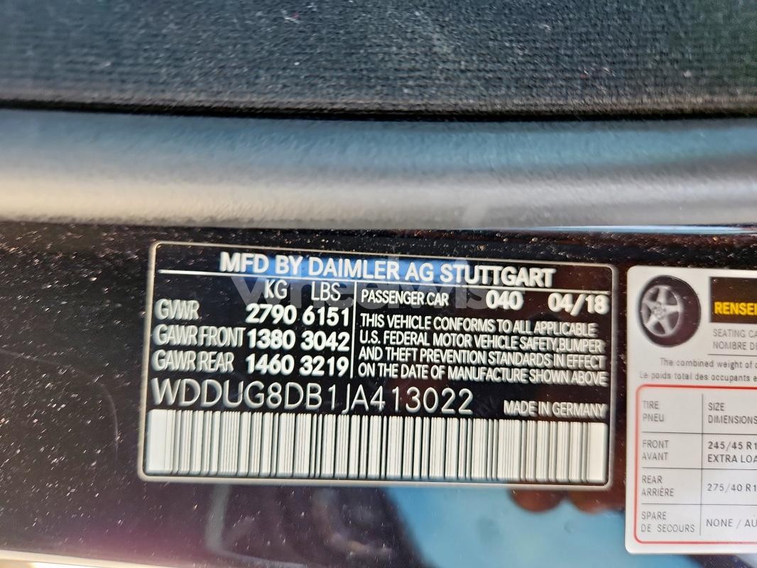 Photo 12 of 2018 MERCEDES-BENZ S 560 (VIN WDDUG8DB1JA413022)