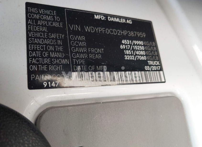 Photo 9 of 2017 Freightliner Sprinter 3500 STANDARD ROOF V6 (VIN WDYPF0CD2HP387959)