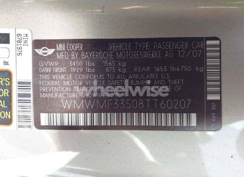 Photo 9 of 2008 Mini Cooper N/A (VIN WMWMF33508TT60207)