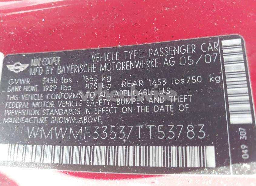 Photo 9 of 2007 Mini Cooper N/A (VIN WMWMF33537TT53783)
