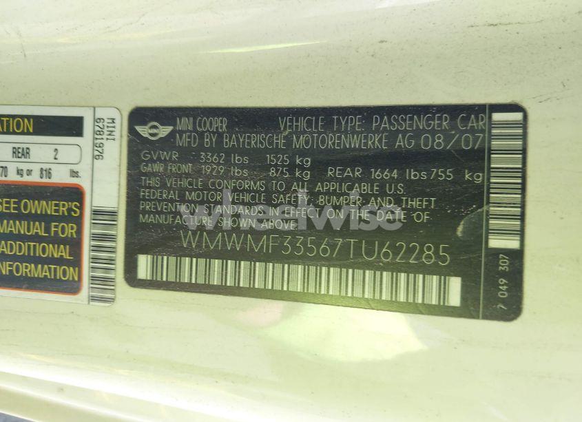 Photo 9 of 2007 Mini Cooper N/A (VIN WMWMF33567TU62285)