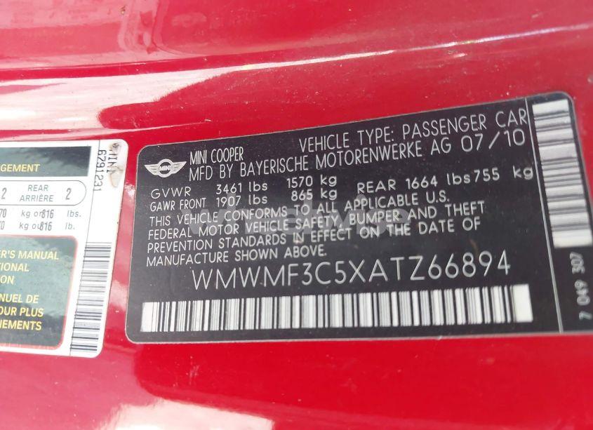 Photo 9 of 2010 Mini Cooper N/A (VIN WMWMF3C5XATZ66894)