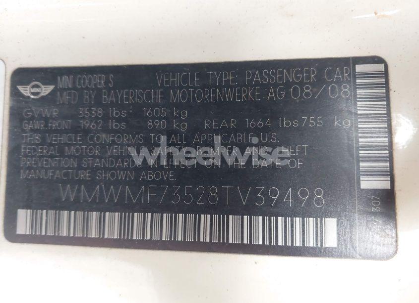Photo 9 of 2008 Mini Cooper S (VIN WMWMF73528TV39498)