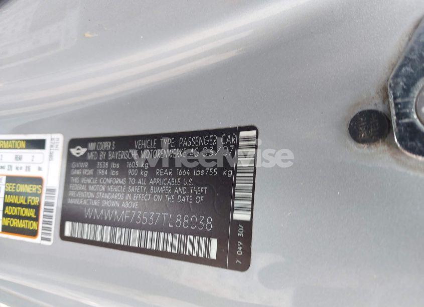 Photo 9 of 2007 Mini Cooper S (VIN WMWMF73537TL88038)