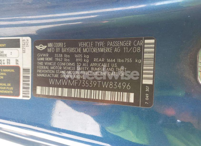 Photo 9 of 2009 Mini Cooper S (VIN WMWMF73539TW83496)