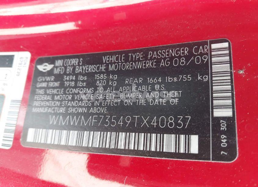 Photo 9 of 2009 Mini Cooper S (VIN WMWMF73549TX40837)