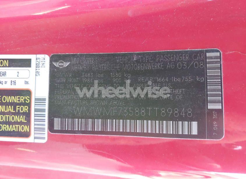 Photo 9 of 2008 Mini Cooper S (VIN WMWMF73588TT89848)