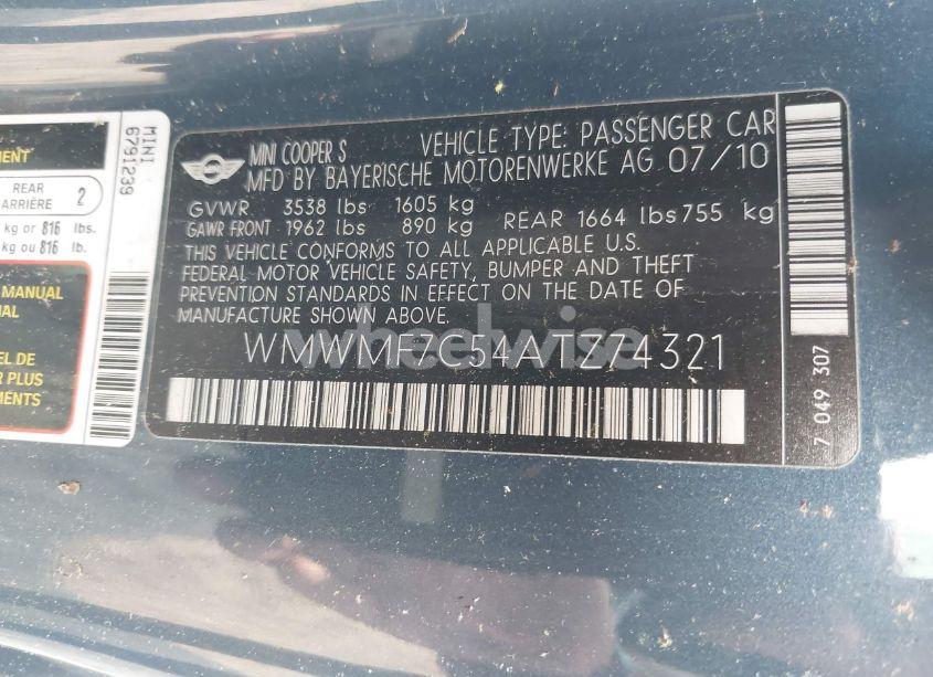 Photo 9 of 2010 Mini Cooper S (VIN WMWMF7C54ATZ74321)