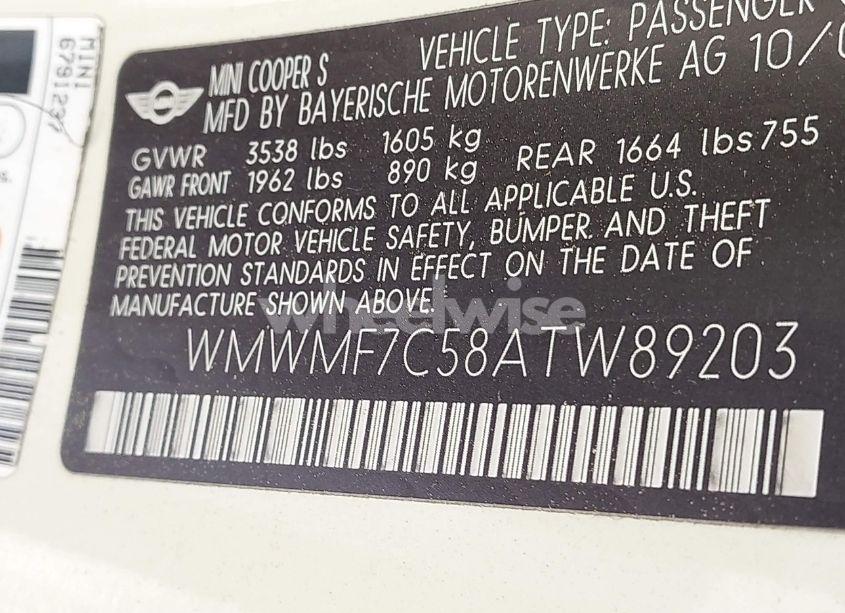 Photo 9 of 2010 Mini Cooper S (VIN WMWMF7C58ATW89203)