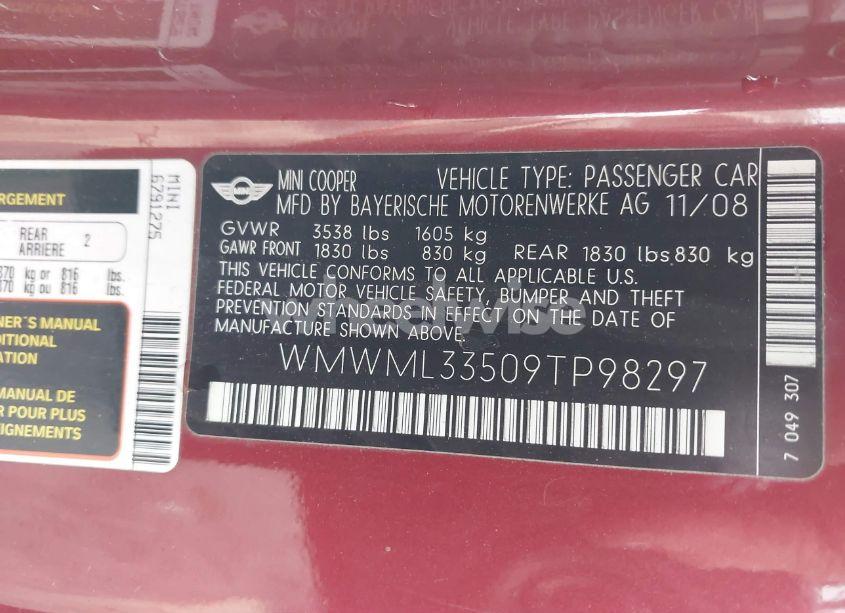 Photo 9 of 2009 Mini Cooper CLUBMAN (VIN WMWML33509TP98297)