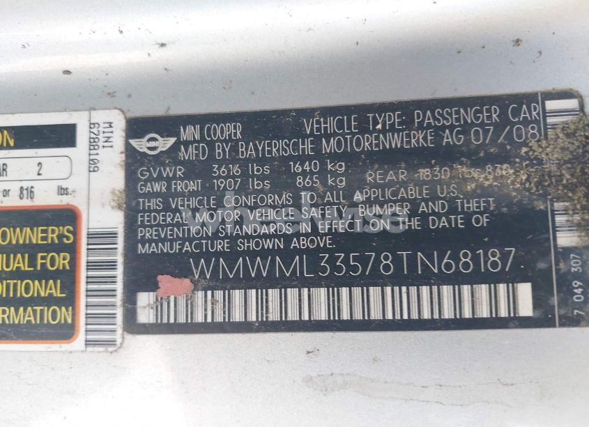 Photo 9 of 2008 Mini Cooper CLUBMAN (VIN WMWML33578TN68187)