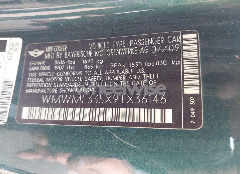 Photo 9 of 2009 Mini Cooper CLUBMAN (VIN WMWML335X9TX36146)