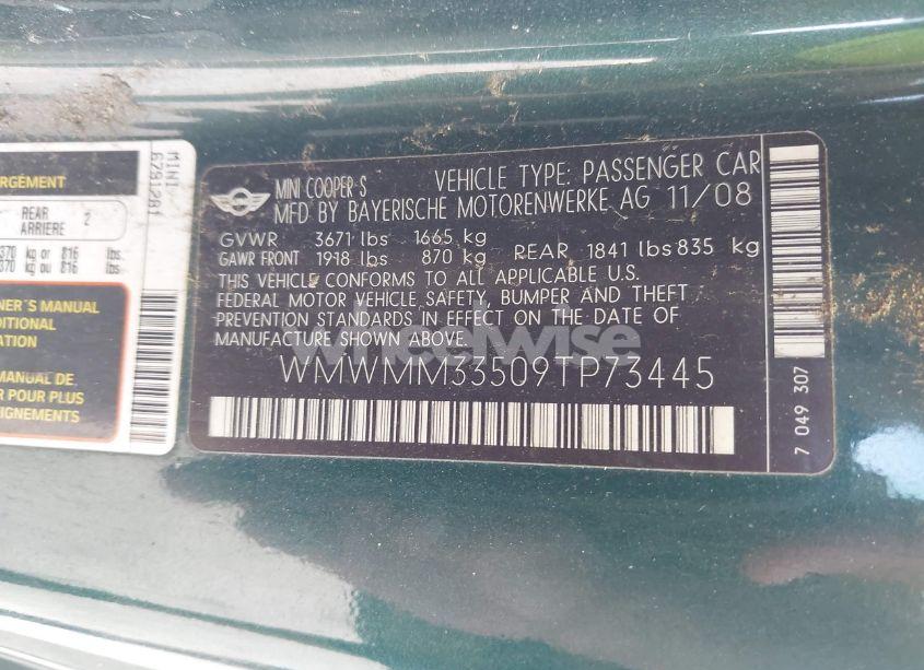 Photo 9 of 2009 Mini Cooper S CLUBMAN (VIN WMWMM33509TP73445)