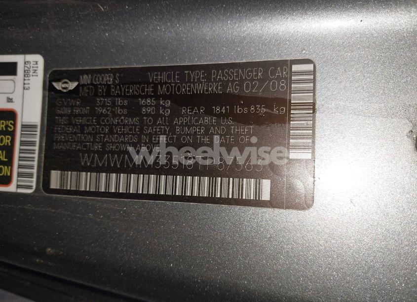 Photo 9 of 2008 Mini Cooper S CLUBMAN (VIN WMWMM33518TP87563)