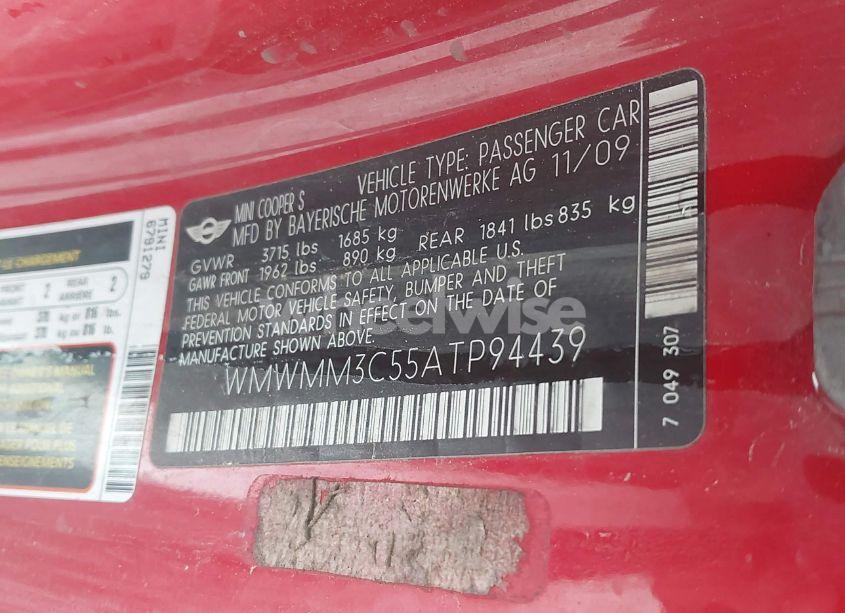 Photo 9 of 2010 Mini Cooper S CLUBMAN (VIN WMWMM3C55ATP94439)