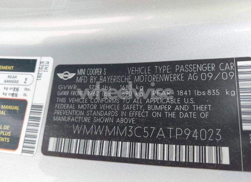 Photo 9 of 2010 Mini Cooper S CLUBMAN (VIN WMWMM3C57ATP94023)