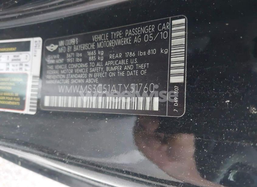 Photo 9 of 2010 Mini Cooper S (VIN WMWMS3C51ATY51760)