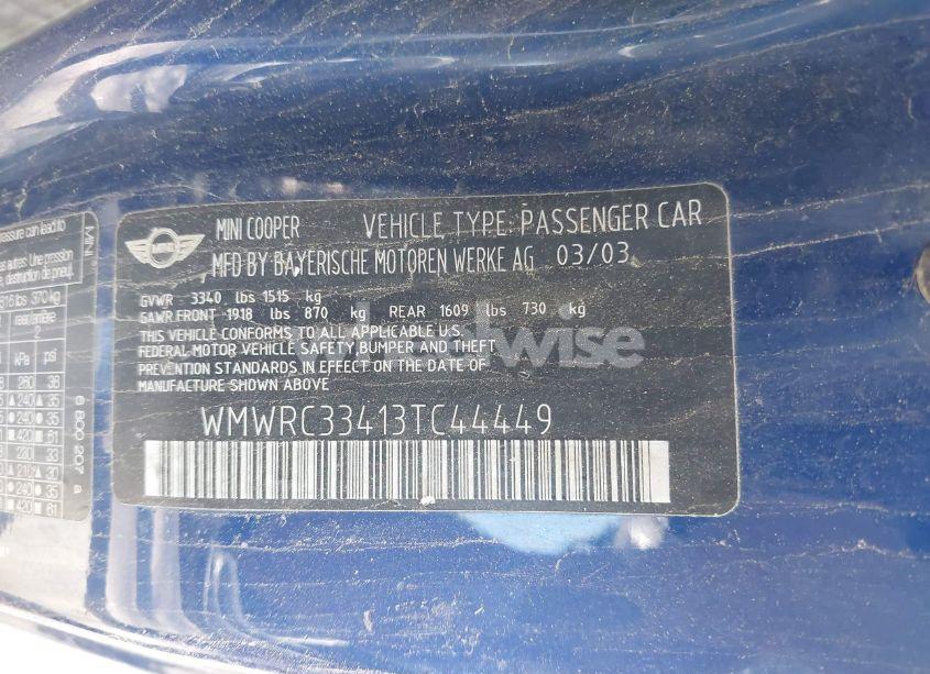 Photo 9 of 2003 Mini Cooper N/A (VIN WMWRC33413TC44449)
