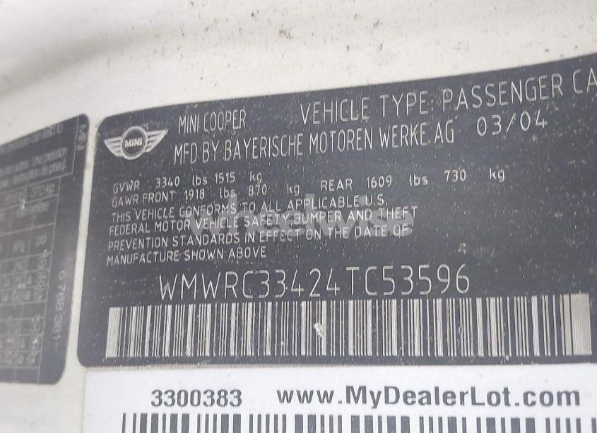 Photo 9 of 2004 Mini Cooper (VIN WMWRC33424TC53596)