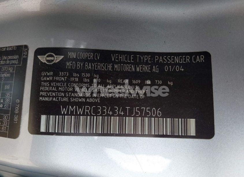 Photo 9 of 2004 Mini Cooper (VIN WMWRC33434TJ57506)