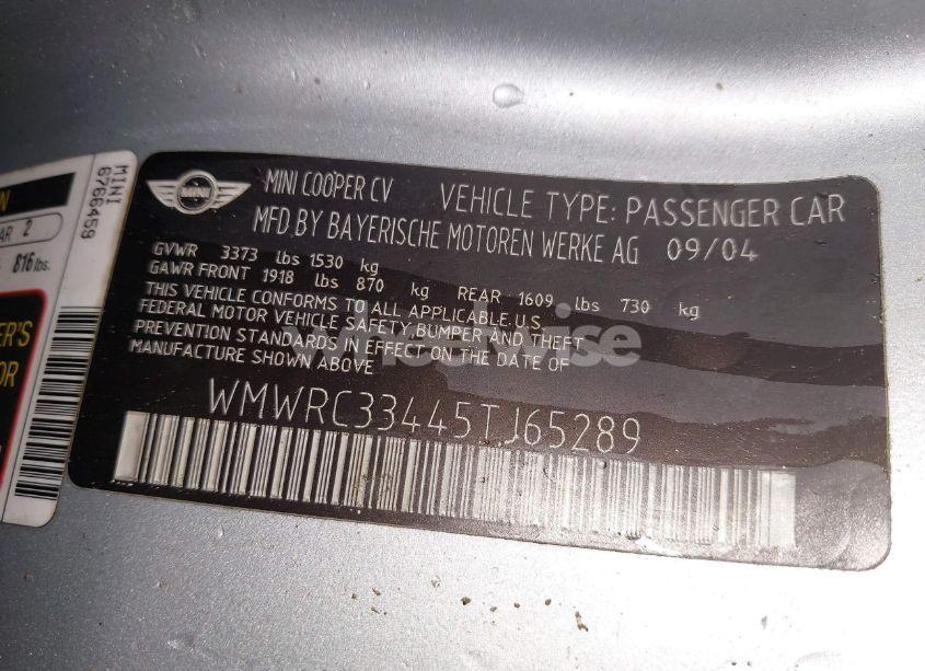 Photo 9 of 2005 Mini Cooper (VIN WMWRC33445TJ65289)