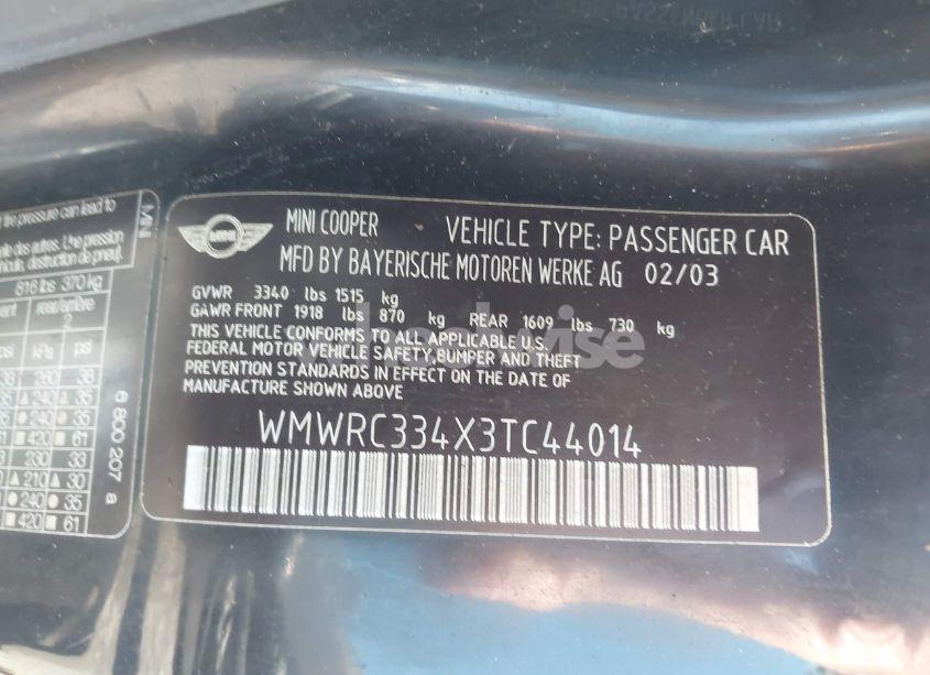 Photo 9 of 2003 Mini Cooper N/A (VIN WMWRC334X3TC44014)