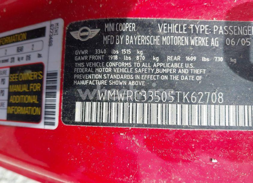 Photo 9 of 2005 Mini Cooper (VIN WMWRC33505TK62708)