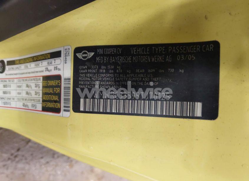 Photo 9 of 2005 Mini Cooper (VIN WMWRC33595TJ70125)