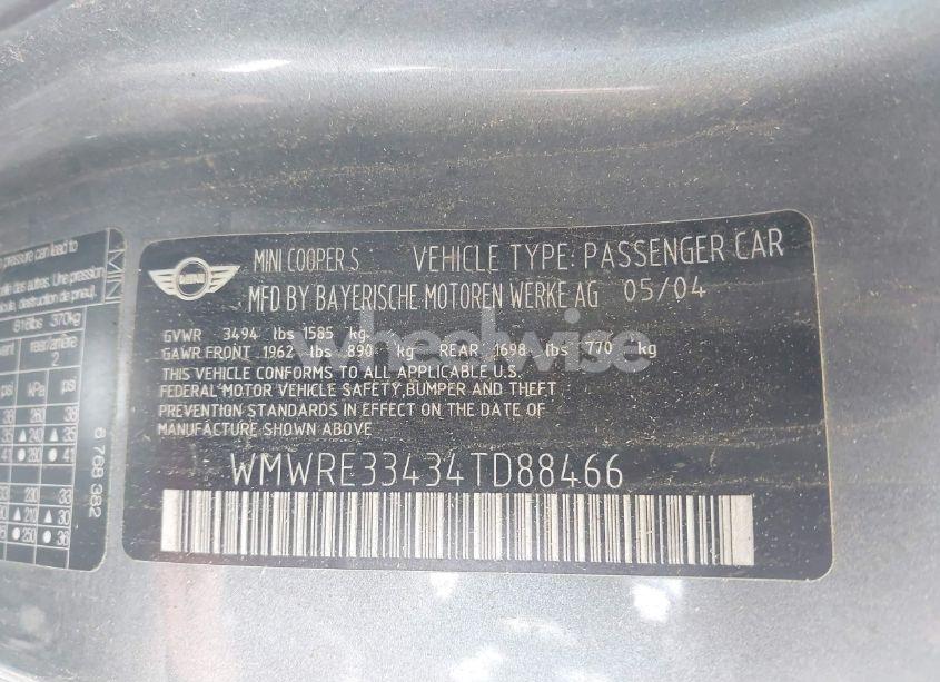 Photo 9 of 2004 Mini Cooper S (VIN WMWRE33434TD88466)